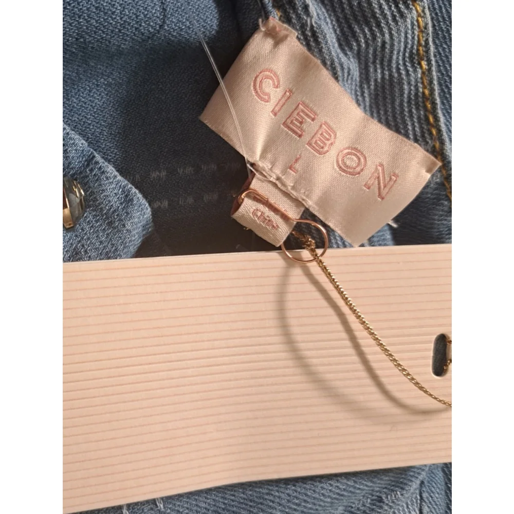 Ciebon Dress Large‎ Blue Elly Patchwork Denim Mini Shirtdress Belted - Picture 12 of 13